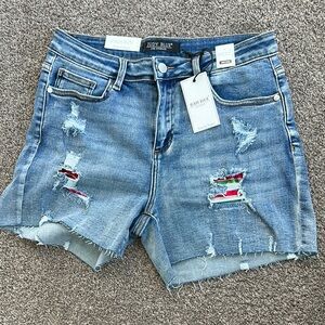 Judy Blue Women's Distressed Blue Denim Shorts